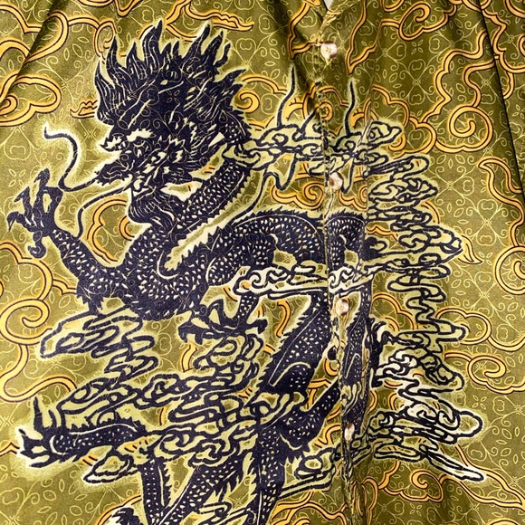 BRODY XL NAVY GREEN SHIRT (dragon design) - Picture 2 of 5